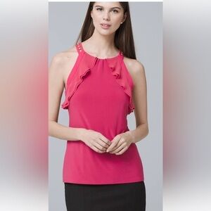 WHITE HOUSE BLACK MARKET  Pink Bead-Detail  Tank Sleeveless Blouse size XSP